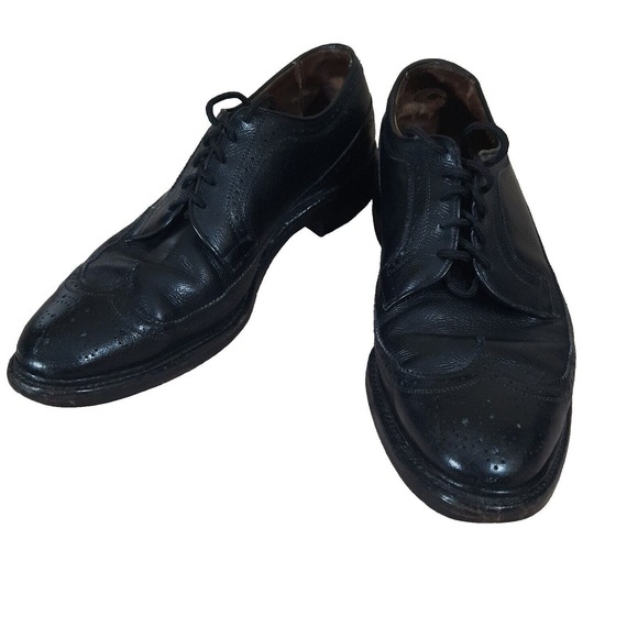 Allen Edmonds Macneil Mens Dress Shoes 11.5B Black Leather Derby Oxford Wingtip - Picture 1 of 9